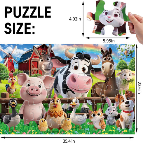 Kids,48 3-5,Large 4-8 Jumbo Floor Puzzle for Pieces Farm Animals Puzzles for Toddlers Barn Jigsaw Puzzles,Preschool