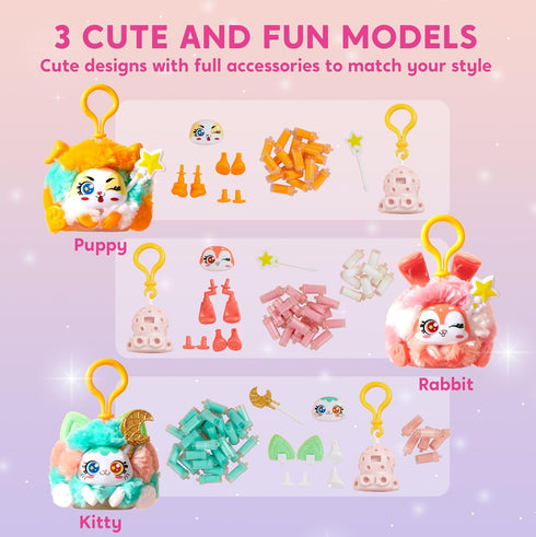 Set 3 6 7 8 9 Klever Kits DIY Plush Keychain Making Craft, DIY Arts & Craft with Models, Create Your Own Stuffed