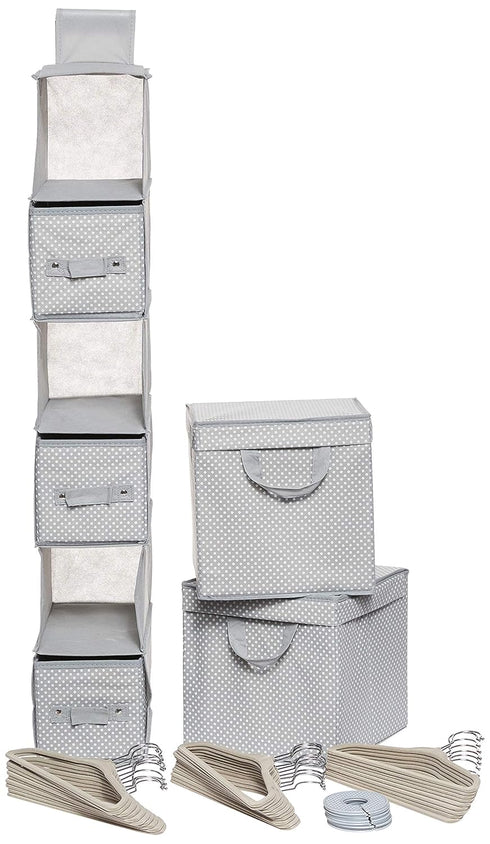 Delta Children Nursery Storage Set - 48 Piece Dove Grey for Easy Organization