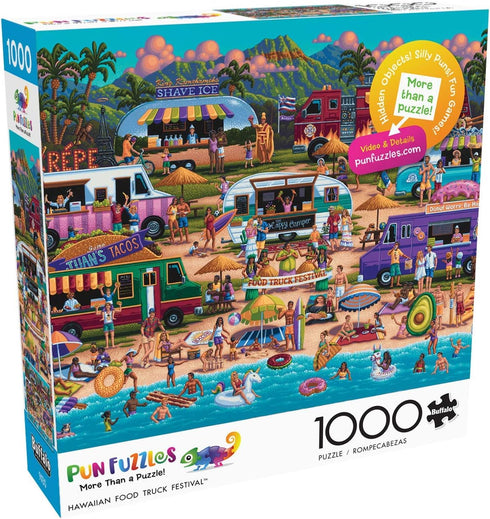 Buffalo Games Pun Fuzzles Hawaiian Food Truck Festival 1000 Piece Jigsaw Puzzle