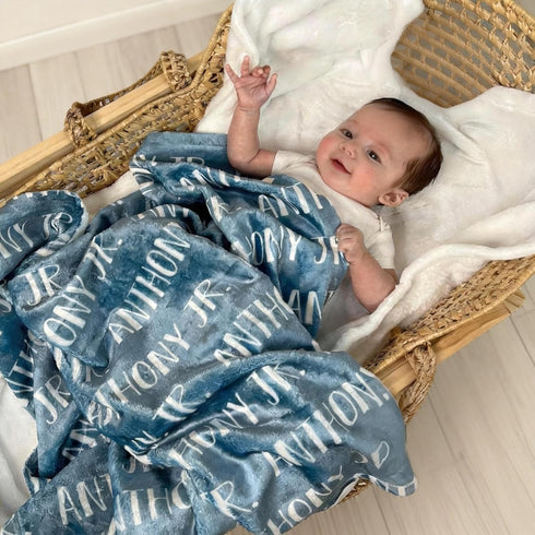 IWEORTHY Ships Next Day, Personalized Baby Blanket - Custom Name Blanket for Newborns | Newborn Receiving Blankets