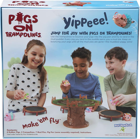 Pigs on Trampolines Game by PlayMonster - Fun Board Game for Kids 6-8, Fast Action Family Game