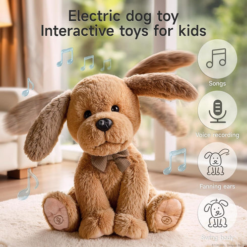 10 OR OR TU Baby Animated Plush Dog, Interactive Singing Talking Puppy Dog Musical Stuffed Animal Toys
