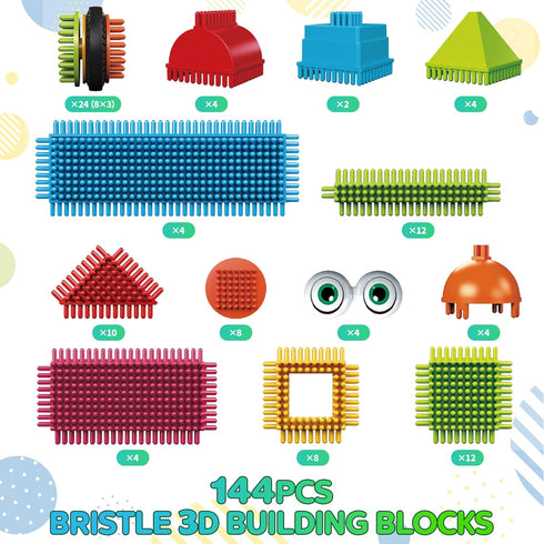 244 3D 3-8 Contixo pcs Bristle Shape STEM Building Toys, Construction Learning Stacking Educational Block, Creativity
