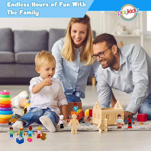 8 Toy Figures & Playsets, 2 Inch Play Peoples Set, Early Development Family Figurines for Kids 3+