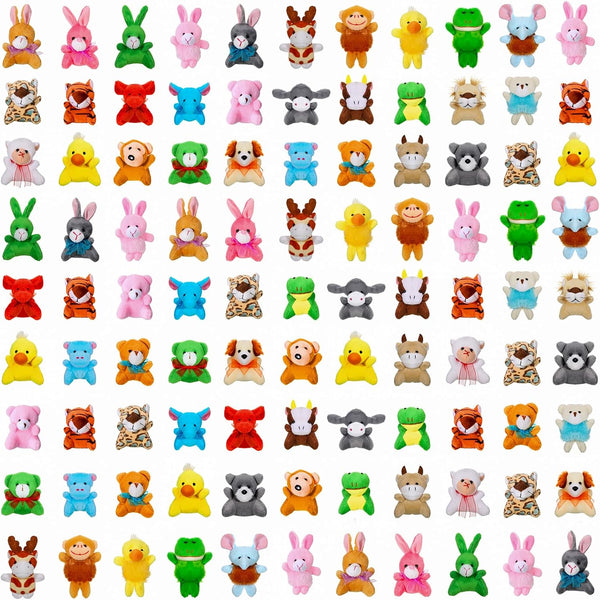 Deekin 100 Pack Mini Stuffed Animals Critter Keychain Set - Small Plush Animal Toys for Kids Party Favors