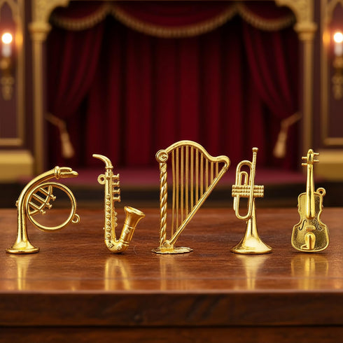 Set 7pcs Mini Musical Instruments Miniature Musical Instruments Gold Christmas Tree Ornaments Mini Instruments