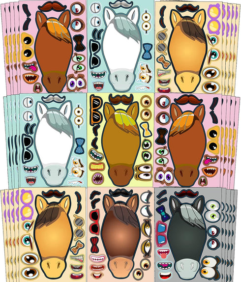 OuMuaMua 30pcs Kids Birthday Party Favors Stickers - Make Your Own Horse Stickers for Party Game Activities