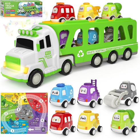 7-in-1 Toddler Truck Toys for 2 3 4 5 Year Old Boys