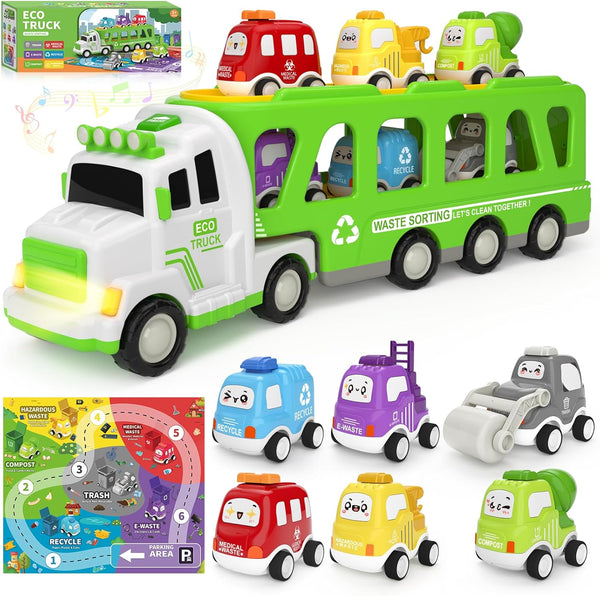 7-in-1 Toddler Truck Toys for 2 3 4 5 Year Old Boys