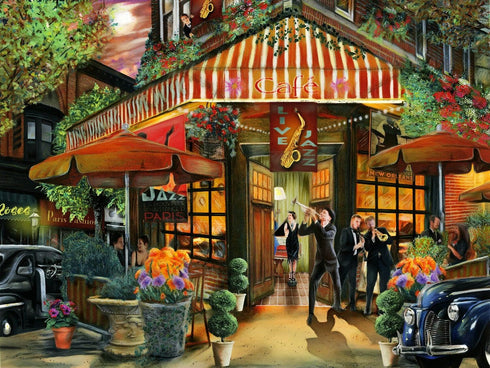 Springbok's 500 Piece Jigsaw Puzzle - The Jazz Cafe, Made in USA