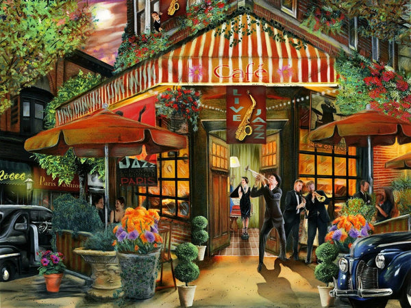 Springbok's 500 Piece Jigsaw Puzzle - The Jazz Cafe, Made in USA