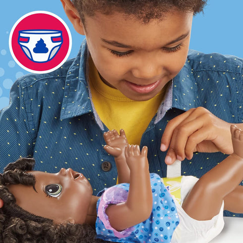 Baby Alive Magical Mixer Baby Doll, Blueberry Blast with Blender Accessories, Wets, Eats, Black Hair, Ages 3 and Up