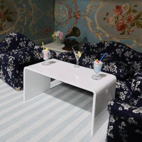 1:12 Dollhouse Furniture End Table Scale Miniature Acrylic Tea Coffee Table Modern Waterfall Minimalist Style