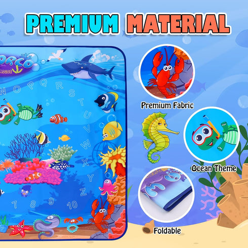 Large Water Doodle Mat for Toddlers, 39 31 Mess Free Coloring Mat with 2 Water Pens, Educational Toy