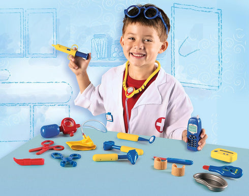 Learning Resources Pretend & Play Doctor Set, Blue - 19 Pieces, Ages 3+ Toddler Medical Kit