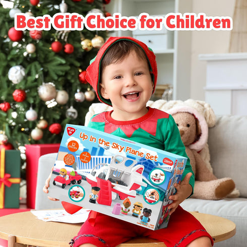 2+ PLAY Airplane Toy for Kids - Toddler Airplane Toys Travel Plane Toys for Kids Years Old with Small Figures & Baggage