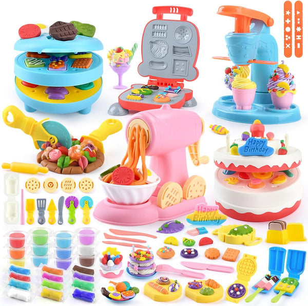 5-in-1 Color Dough Sets for Kids Ages 3+ DIY Food Maker Toys