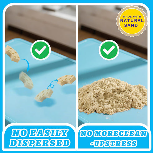 SIGHTEEDA 3-8 1.7 lbs 6 Moldable Play Sand Kit for Kids Years | Sensory Sand with Tools & Molds | Mess-Free Indoor
