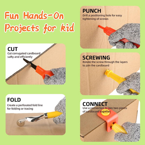 Zitranse Cutter,148 Girls,5 6 7 9,Building Set,Ageds 4+ Cardboard Cutting Tools for Kids with Storage box,Safe DIY PCS