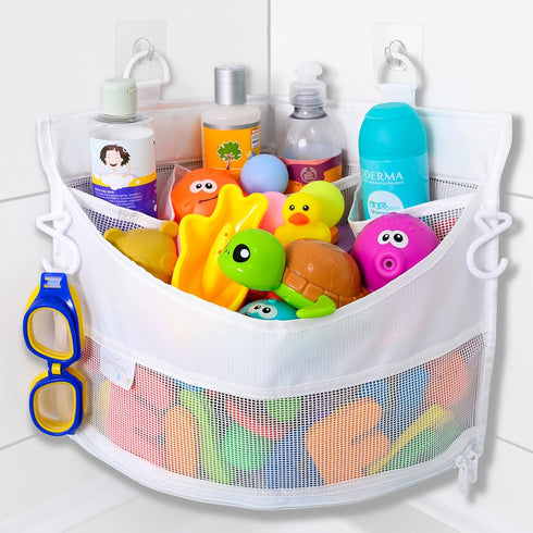 Comfylife Mesh Bath Toy Holder Organizer - Perfect Corner Bathtub Toy Storage & Bathroom Caddy for Kids & Toddlers