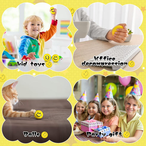 100 2 Inch Vinsot Pcs Stress Balls Bulk Smile Face Funny Stress Relief Balls Mini Foam Toys for Easter Basket Stuffers