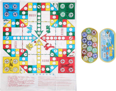 Flight Chess, Portable Aeroplane Chess Game Set with Oval Box, Leisure Sports Supplies