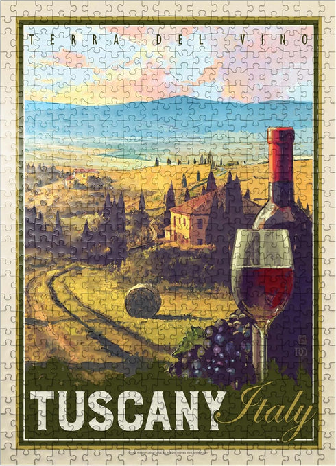 MyPuzzle Italy, Tuscany: Vintage Poster Terra Del Vino - Premium 500 Piece Jigsaw Puzzle for Adults
