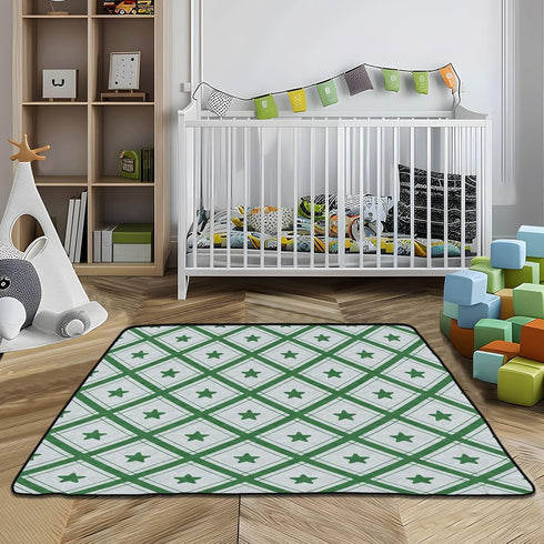 EtherSpher 1-Piecing 50'' 50''de Grass Green Checker Stars Plaid Soft Thick Baby Floor Play mat for Indoor Outdoor