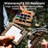 Set, 15-Color Funto Mini Watercolor Paint All-in-One Walnut Wood Premium Pocket Travel Paint Kit, with Crossbody