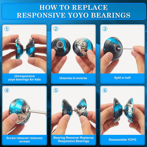 WATIEOBOO Responsive & Unresponsive Yoyo, Kids 8-12 & Adults Pro Metal Trick Yo-yo with Bearing Kit and Case