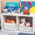 Decorative Collapsible Rectangular Fabric Storage Bin Organizer Basket - 15.4x10.6x5.1 inch, White with Wooden Handles