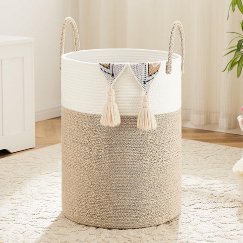 Artfeel Laundry Basket,Woven Cotton Rope Laundry Hamper,60L for Decor Storage of Dirty
