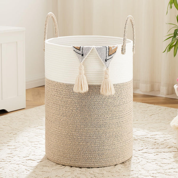 Artfeel Laundry Basket,Woven Cotton Rope Laundry Hamper,60L for Decor Storage of Dirty