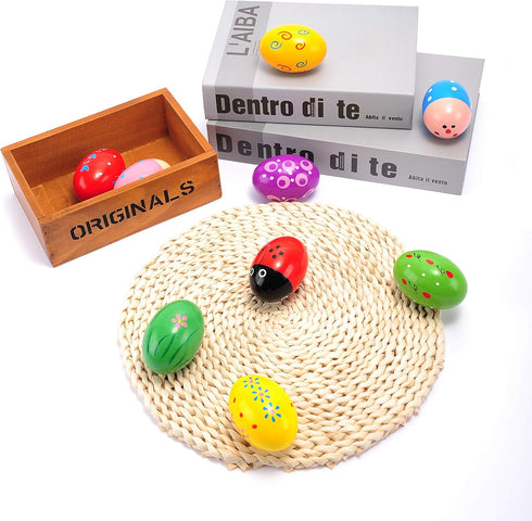 Easter Wooden Egg Shakers Maracas, 9 PCS for Party Favors and Classroom Supplies