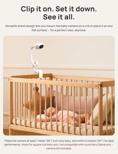 Dr.Care Baby Monitor Mount, Universal Adjustable Baby Camera Holder Clip Mount, Compatible with All Baby Monitor