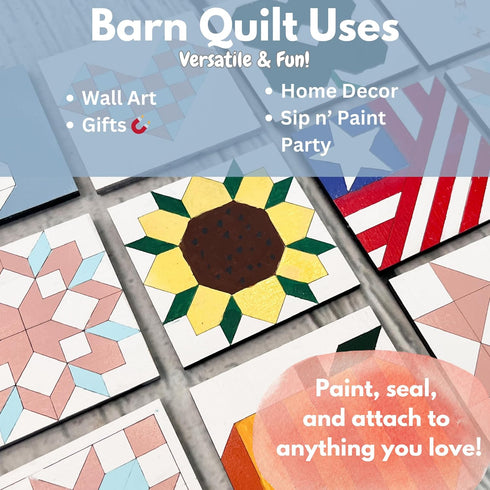 AVTRBoutique (12 inches, Barn Quilt Stencil Kit | Unfinished Wood Quilt Block Painting Sign | DIY Painting Craft Kit