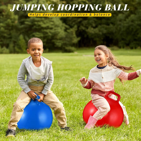 Sratte 6 Pcs Hopper Ball with Handle, Bouncing Ball, Inflatable Hop Ball for Jumping Sport Gifts