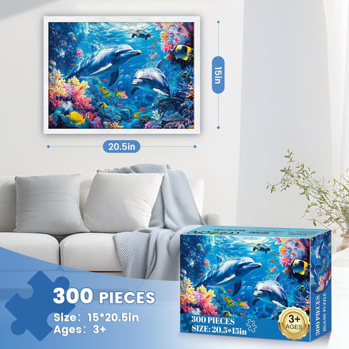 300 300 20.5*15 Piece Puzzles for Adults,Underwater World Jigsaw Puzzle for Adults Kids Seniors,Recycled Cardboard