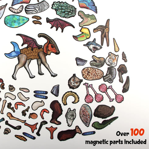 QLLQTIGER 100 Cryptid Construction Kit Monster Magnet Fridge Toys, Magnetic Creature Creation Kit, Pieces, Rubber