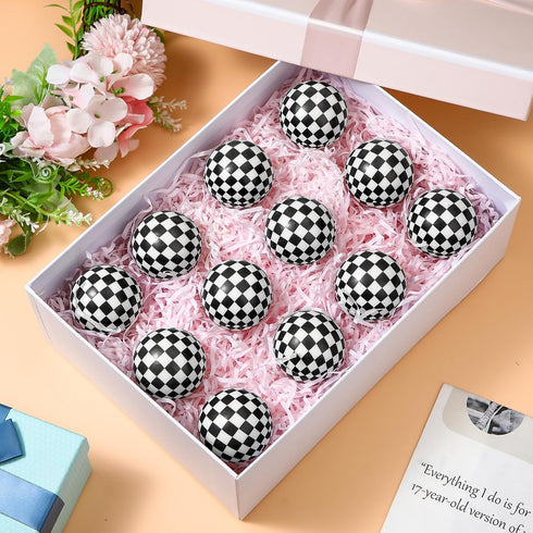 12 1.97'' Soulchen Pcs Race Cars Party Favors Stress Balls, Black and White Themed Sensory Fidget Toys Gifts for Kids
