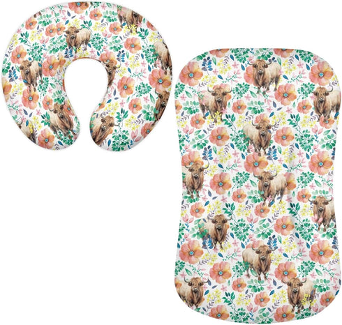 Sarogrorin Highland Cow Floral Baby Nest Pillow Cover Colorful Flowers Babies Infant Lounger