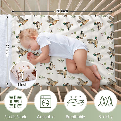 Mindsoft 2 24 38 Set Pack Pcs in x in Mallard Duck Infant Crib Sheets Mini Portable Crib Sheet Newborn Bedding Nursery