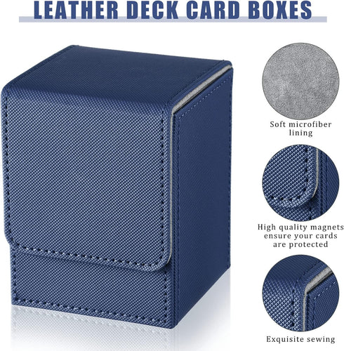 Weewooday 2 Boxes Leather Deck Card Boxes, Large Size for 100 Plus Sleeved Cards, Compatible with MTG TCG