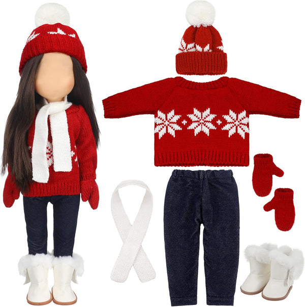 Bencailor 6 Pcs 18 Inch Christmas Doll Clothes and Accessories Winter Outfits