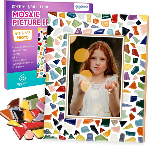 goldentime Decorate Your Own Mosaic Picture Frame - DIY Mosaic Craft Kits Fun Arts and Crafts for Adults Christmas