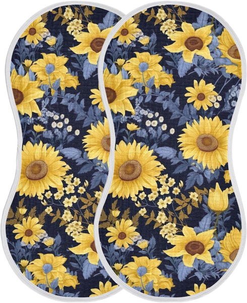 J JOYSAY Sunflowers Daisies Blue Leaves Baby Burp Cloths for Boys Girls Large 22''x11''