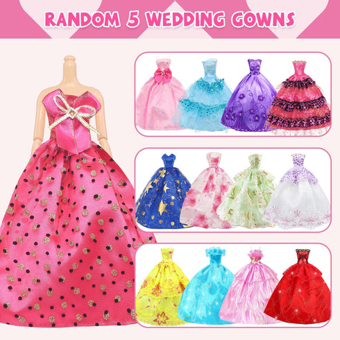 99 5 12 2 2 10 57 11.5 inch Ecore Fun Pcs Doll Clothes Outfits and Accessories- Princess/ Wedding Gowns Fashion Dresses
