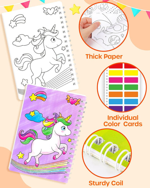 24 Pack 4-8-12, D-FantiX Paint with Water Coloring Books for Kids Ages Birthday Party Favors Bulk Gifts Goodie Bag