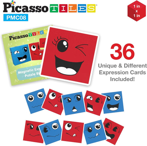 PicassoTiles Magnetic Expression Puzzle Toy Building Block Mix & Match Cubes Sensory Toys Educational STEM Kit for Kids